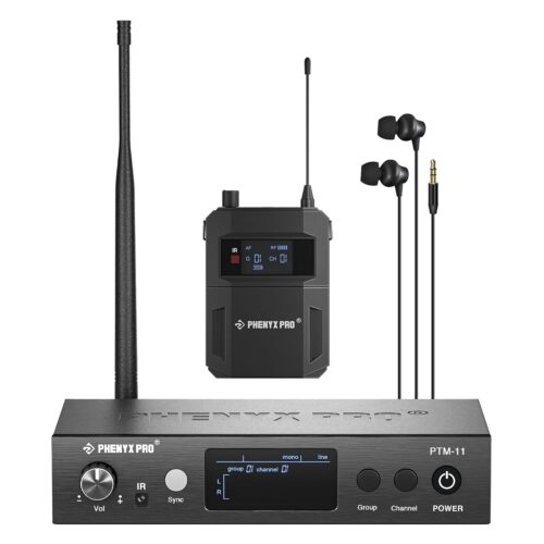 Phenyx Pro UHF Mono Wireless in-Ear Monitor System, Metal Wireless IEM System, Bodypack Receiver, 50 Adjustable Frequencies, Separate Outputs, 164ft Operation, Suitable for Band...
