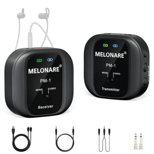 PM-1 Wireless In-Ear Monitor System - UHF 500MHz, No Delay, HD Audio, Beltpack Transmitter & Receiver, 10 Channels, Mono/Stereo Selection, IEM for Live Performance, Studio, Bands