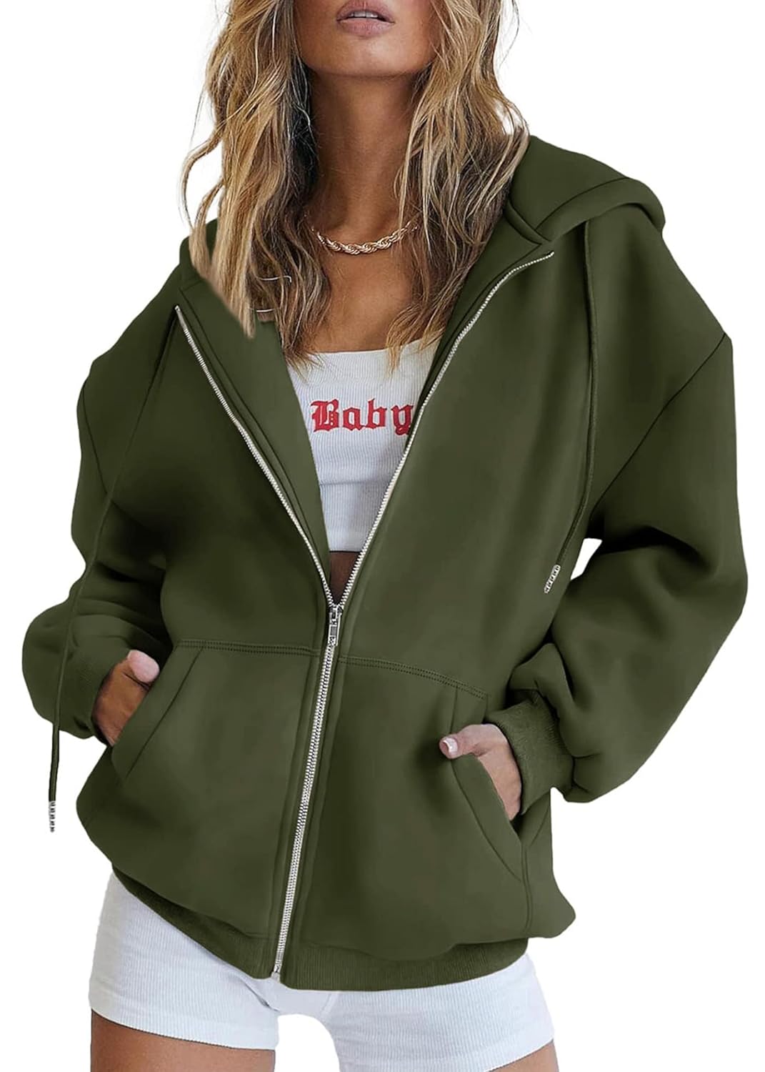 PRETTYGARDEN Women’s Zip Up Y2K Hoodies Casual Long Sleeve Track Jackets with Pockets