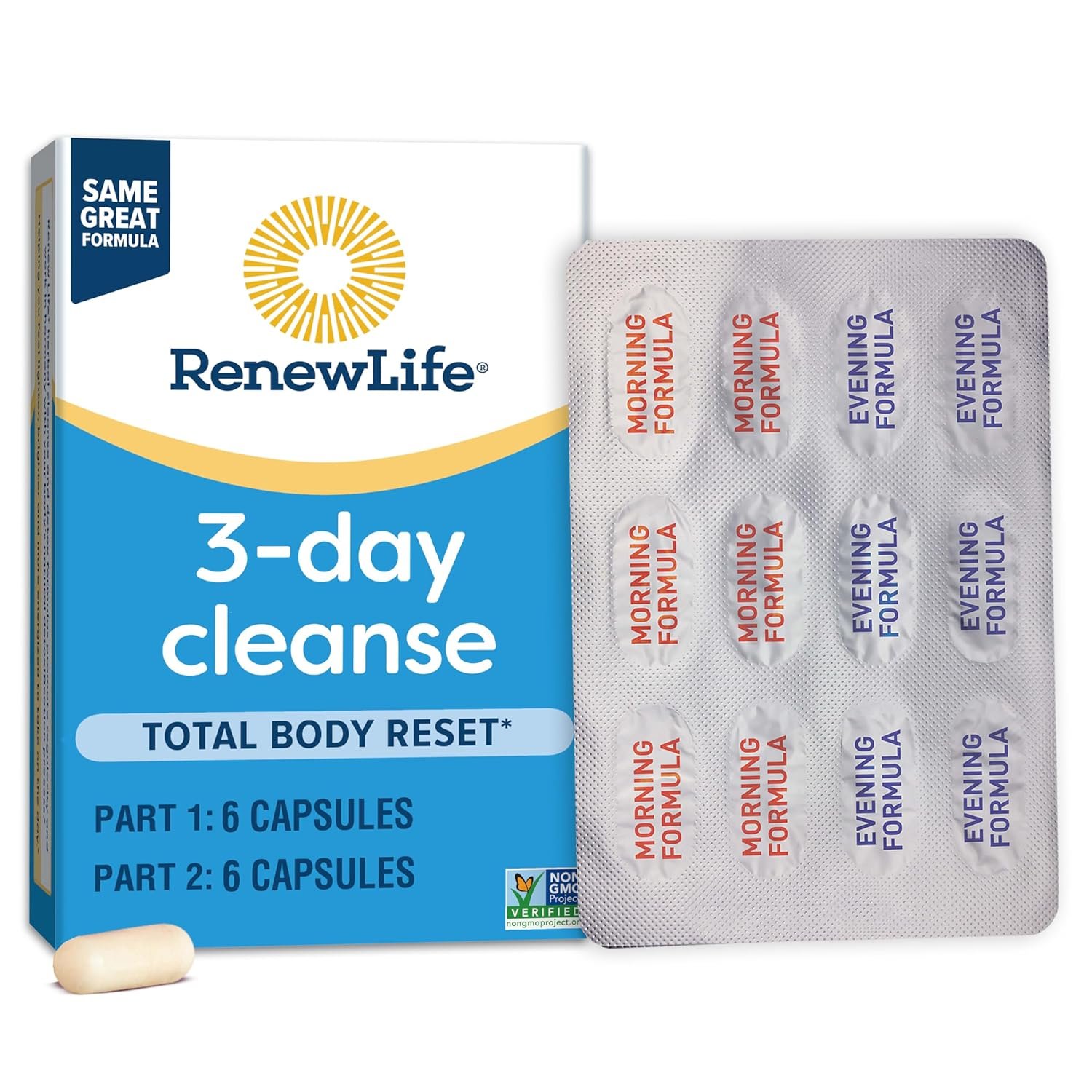 Renew Life 3-Day Cleanse Total Body Reset 2-Part Detox Cleanse Capsules, Digestive Wellness and Regularity, Herbal Blend with Magnesium and Cranberry, Soy, Dairy and gluten-free…