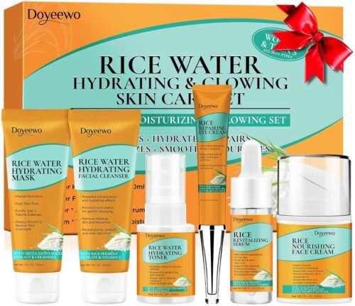 Skin Care Set,Women Teen Milk Skincare Rice Water Hydrate Glow Repair Anti-Aging Facial Routine Kit Gift Set for Women Mom Wife Teenager Girl Birthday Gifts Trendy Stuff Mothers...