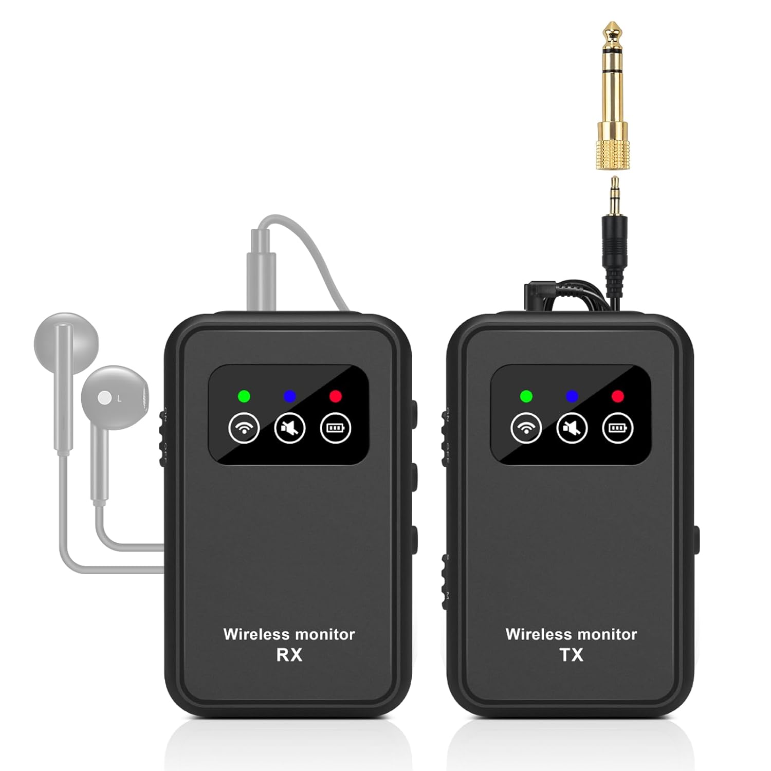 Stereo Wireless in-Ear Monitor System 2.4G Wireless IEM System Stage Monitor with Transmitter Beltpack Receiver Automatic Pairing, 164ft for Studio, Band, Live Performance