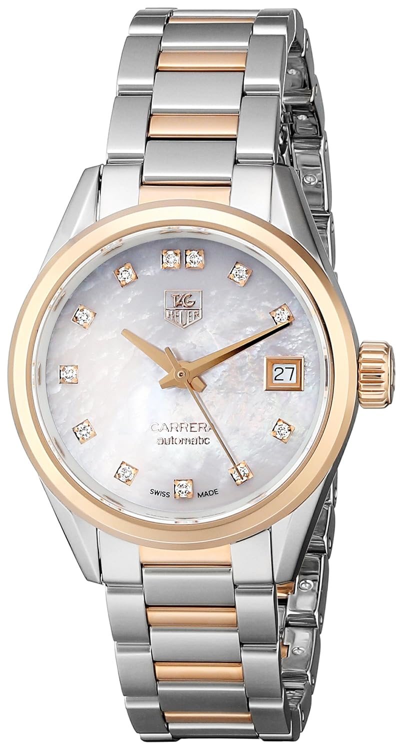 Tag Heuer Carrera Women’s WAR2452.BD0772 Mother of Pearl Diamond Dial Two Tone Automatic Swiss Watch