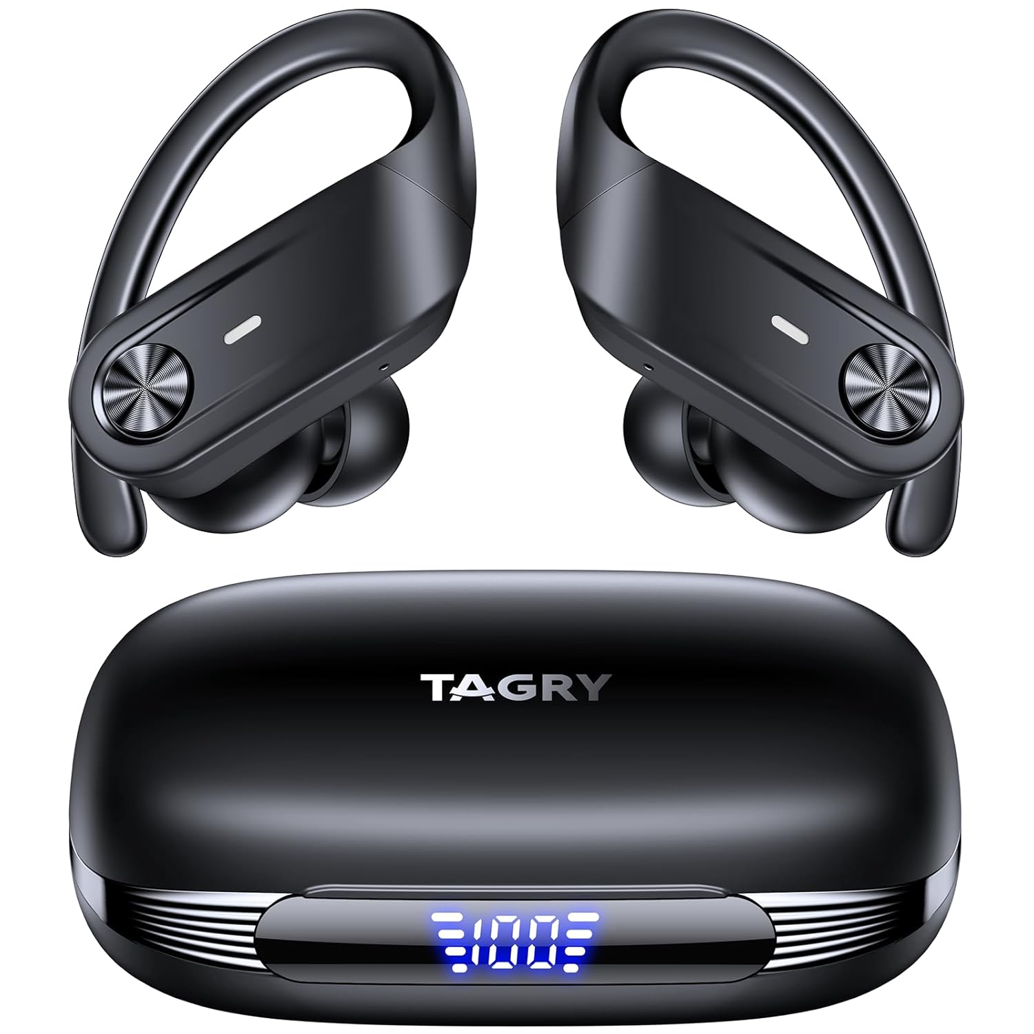 TAGRY Wireless Earbuds Blueetooth Headphones 80Hrs Playtime Power Display IPX7 Waterproof Sport Ear Buds with Deep Bass in Ear Earphones for Running Workout Exercise Gym Black