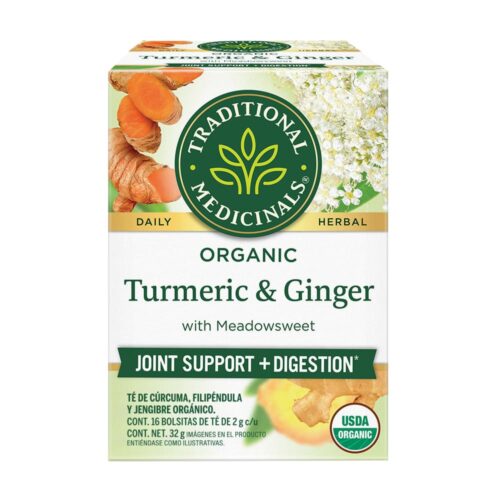 Traditional Medicinals Tea Turmeric Meadowsweet & ginger,16 count.