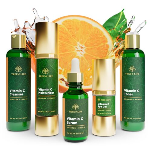 Tree of Life Beauty Vitamin C Brightening Complete (Pack of 5) Serum (1 Oz), Moisturizer Cream (1.7 Oz), Eye Gel (0.5 Oz), Toner (4 oz), Cleanser (4 oz), Renewing Face...