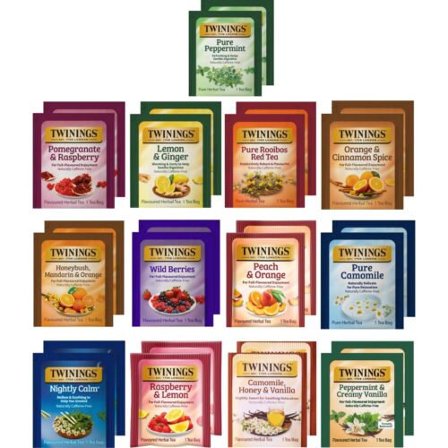 Twinings Herbal Tea Variety Pack - 26 Individually Wrapped Herbal Tea Bags Variety Pack Sampler, 13 Flavors, Caffeine Free (1 Count (Pack of 26))