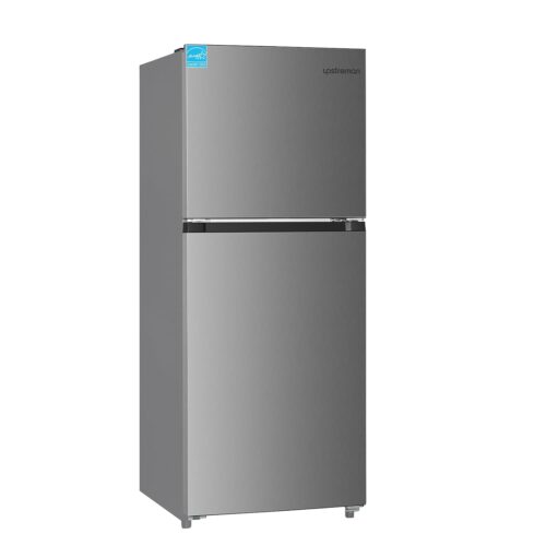 Upstreman 11.6 Cu.Ft. Double Door Refrigerator in Stainless Steel with Large Capacity Top Freezer, Frost Free, Adjustable Thermostat Control, Apartment Refrigerator with...