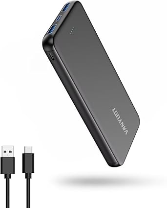 VANYUST Portable Charger, 10000mAh 5V/3A Power Bank, USB-C in&Out Fast Charging Battery Pack, External Powerbank Compatible with iPhone 16 15 14 13 12 Samsung S22 S21 Google…