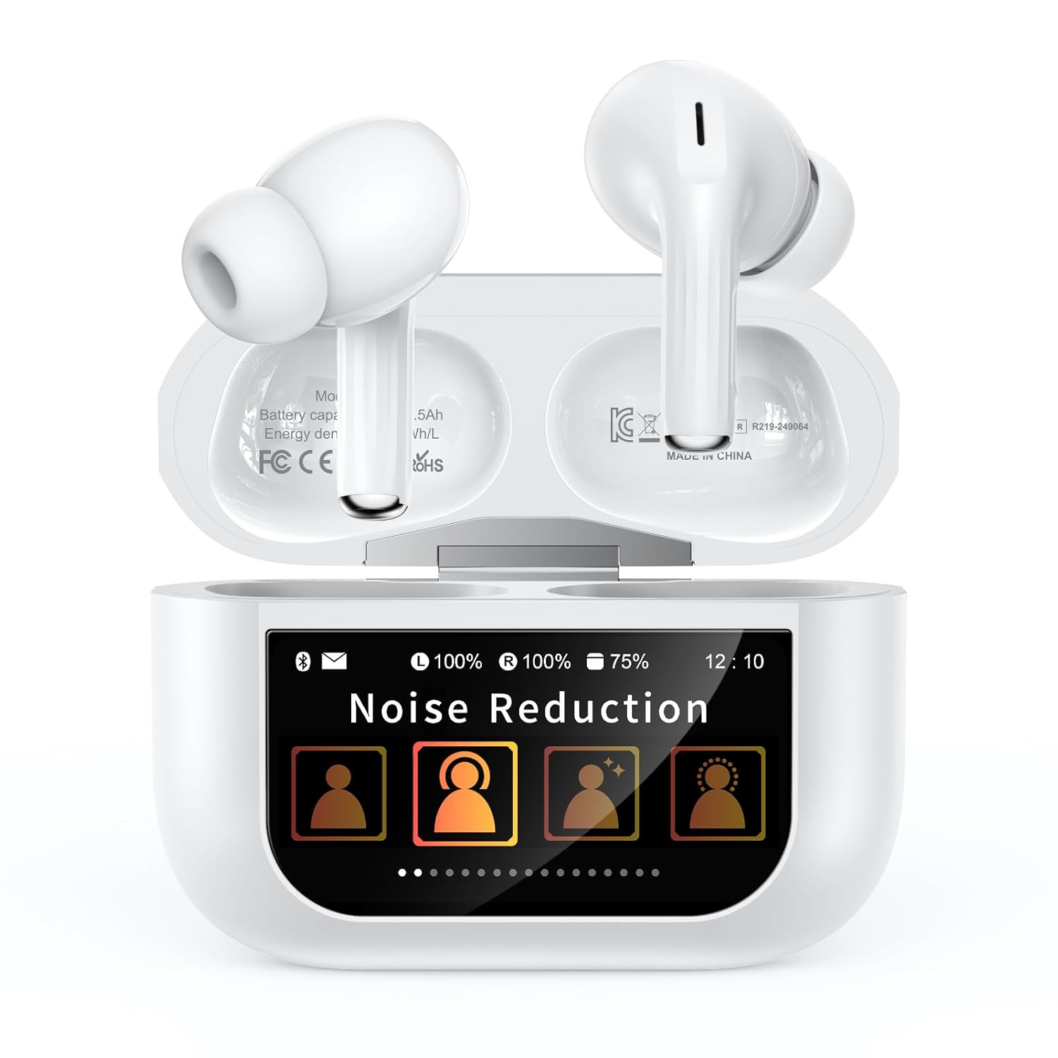 Wireless Earbuds, Bluetooth 5.4 Ear Buds with Multifunctional Touch Screen, ANC/ENC Noise Cancelling Headphones with 48H Playtime, Bass Stereo Sound, for Laptop, Android/iOS, Pad