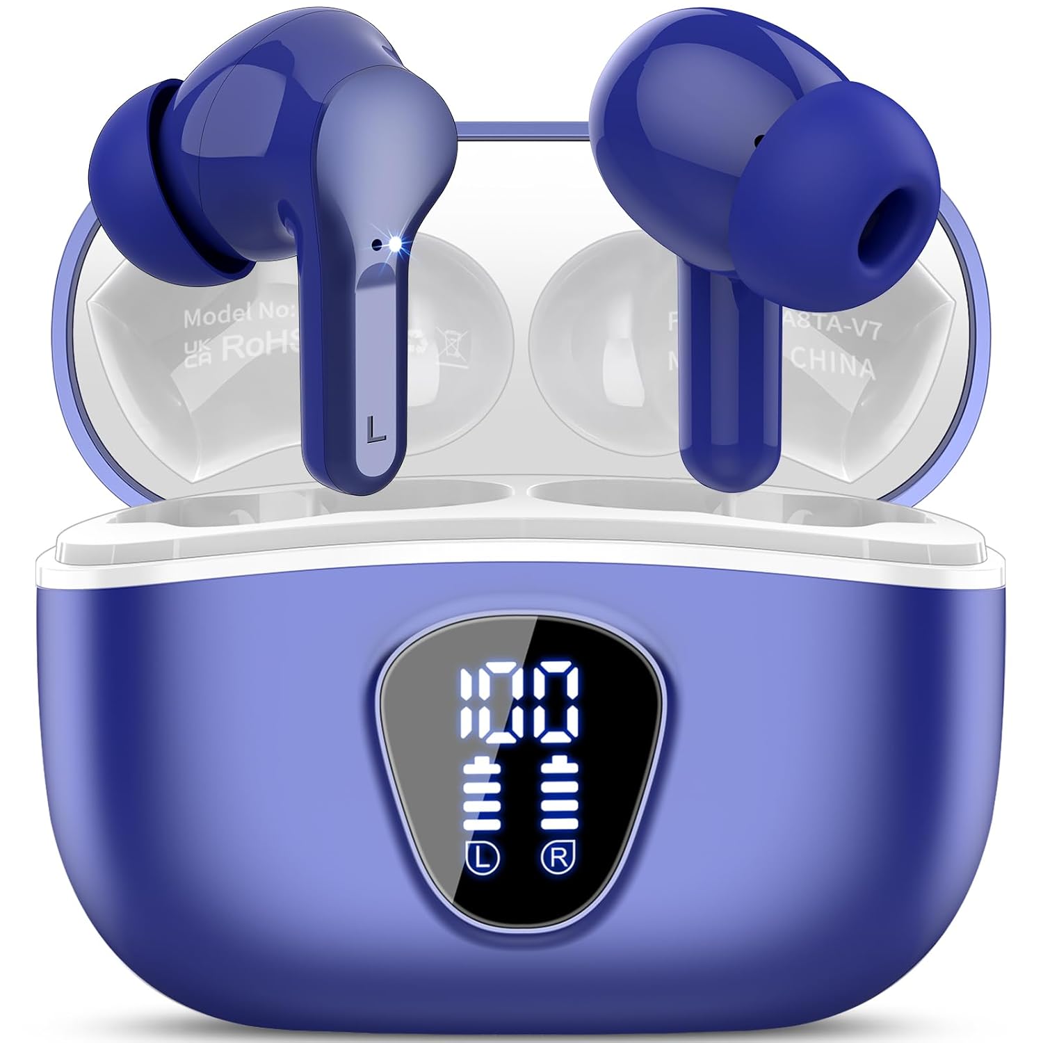 Wireless Earbuds, Bluetooth 5.4 Headphones HiFi Stereo, Bluetooth Earbuds with ENC Noise Cancelling Mic, IP7 Waterproof in Ear Earphones, 48H, LED Display Ear buds for Pad…