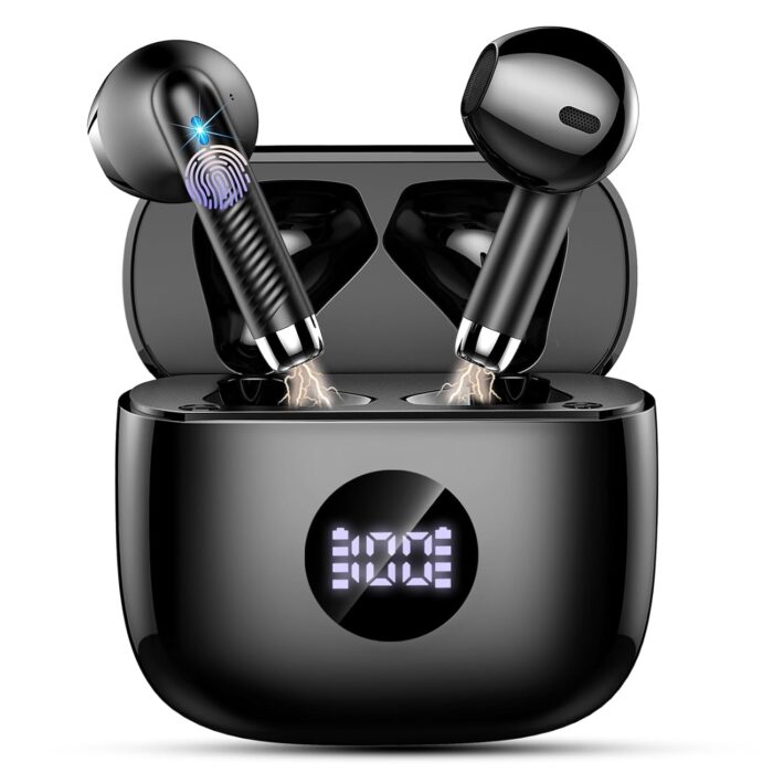 Wireless Earbuds, Bluetooth Headphones 5.4 HiFi Stereo, in Ear Earphones with 4 ENC Noise Cancelling Mics, 40H Playtime Ear Buds with Mini Case, IP7 Waterproof Headset with LED...