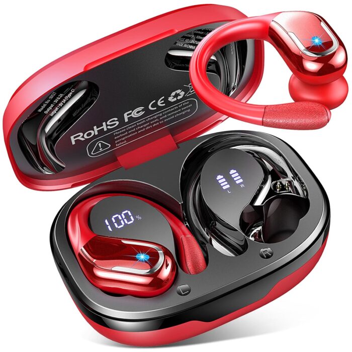 Wireless Earbuds Sport, Bluetooth 5.4 Headphones 2025 Bluetooth Earbuds with 75Hrs Stereo, 4 ENC Mic, Over-Ear Buds with Earhooks Noise Canceling Earphones , IP7 Waterproof...