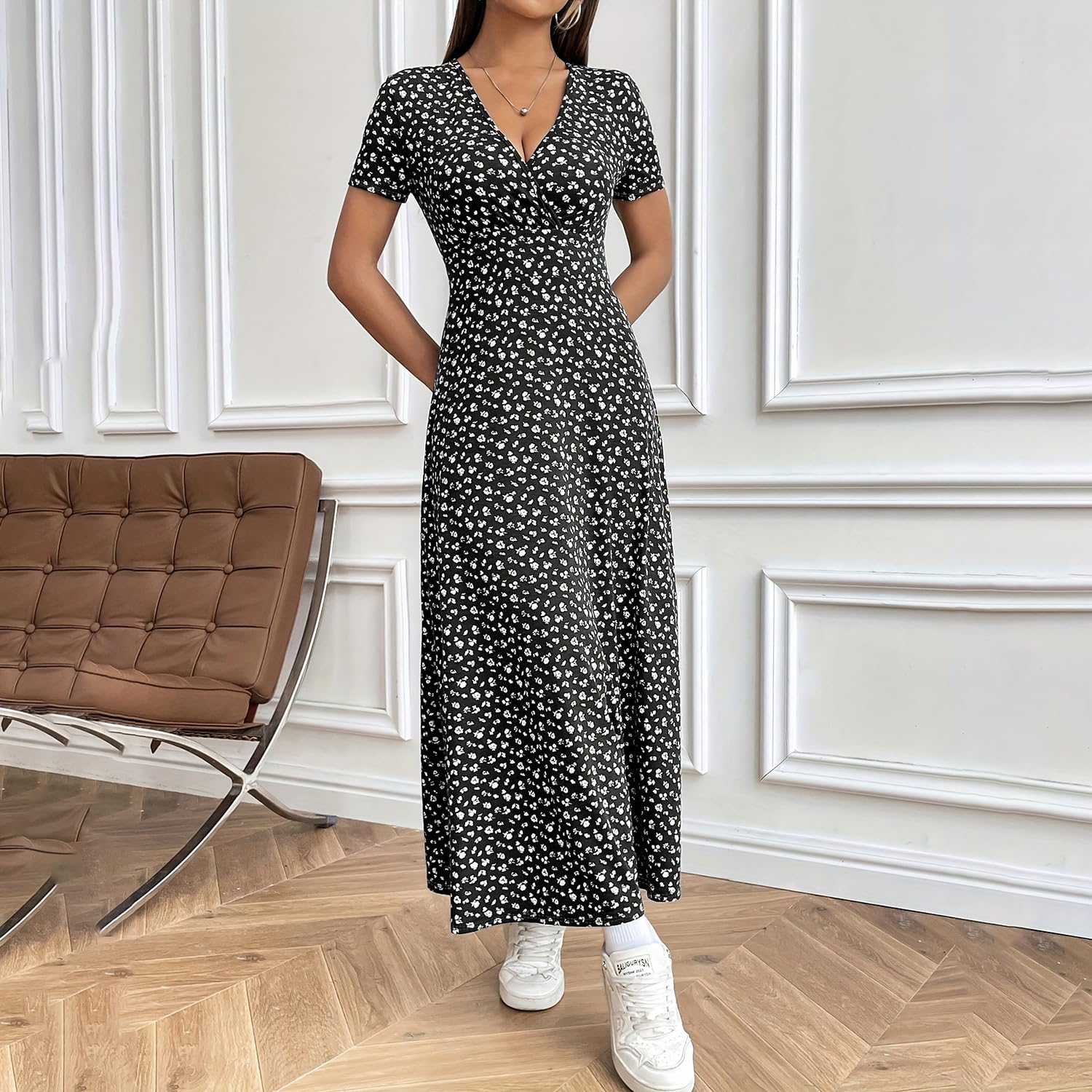 Women’s Summer Waist-Cinching Long Dress, Casual Relaxed Fit