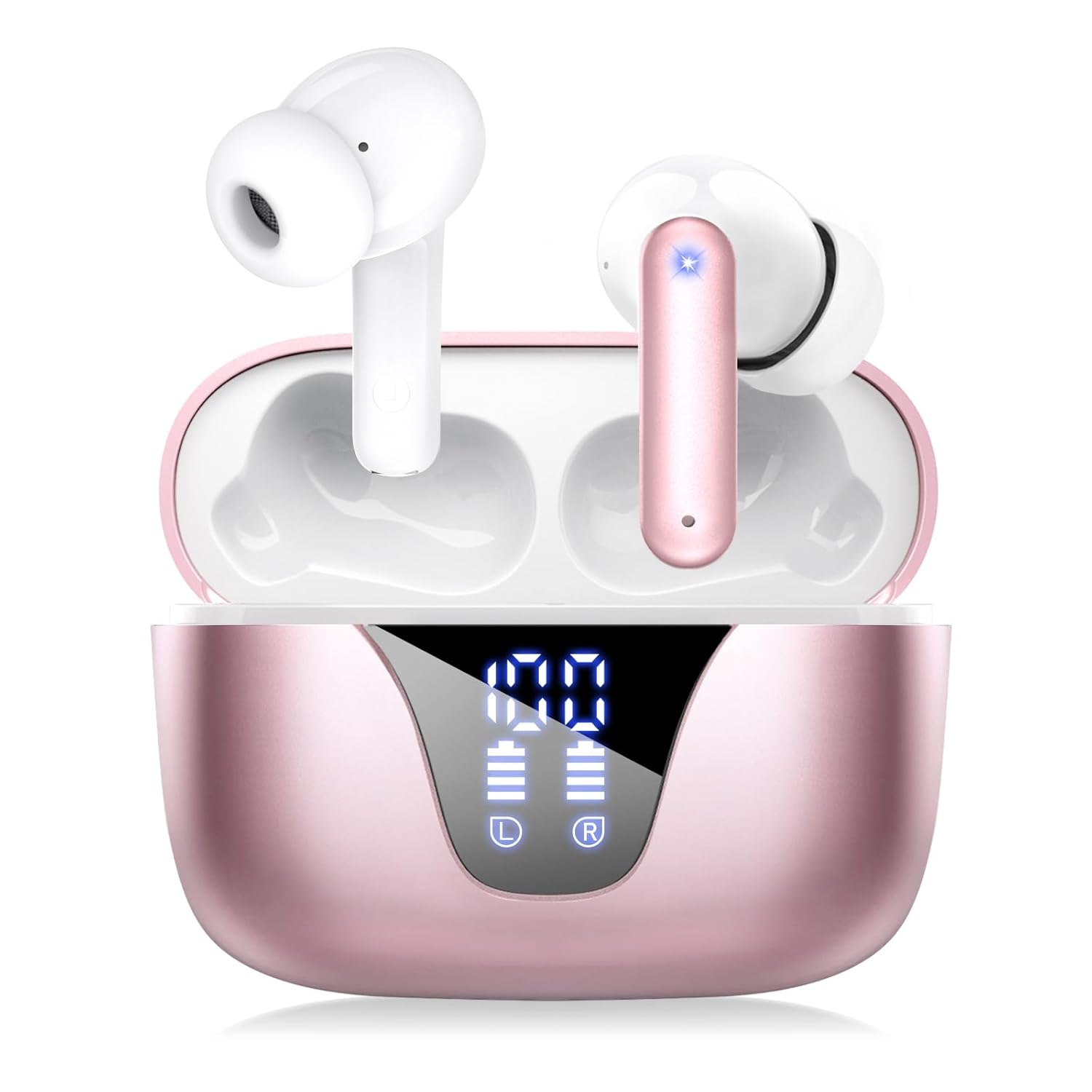 ZIUTY Wireless Earbuds, 2025 Bluetooth Headphones, 50hrs Stereo Deep Bass Ear Buds with Power Display Charging Case, buit in Mic, IPX5 Waterproof Headset for iPhone Andriod Phones
