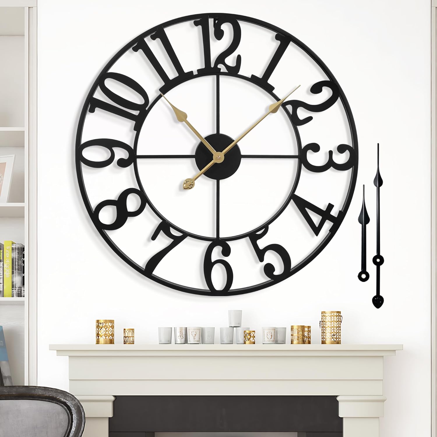 1st owned Oversized Wall Clock for Living Room Decor – 40 Inch Silent Non-Ticking Wall Clocks Battery Operated, Metal Vintage Retro Decorative Modern Wall Clock for Bedroom,…