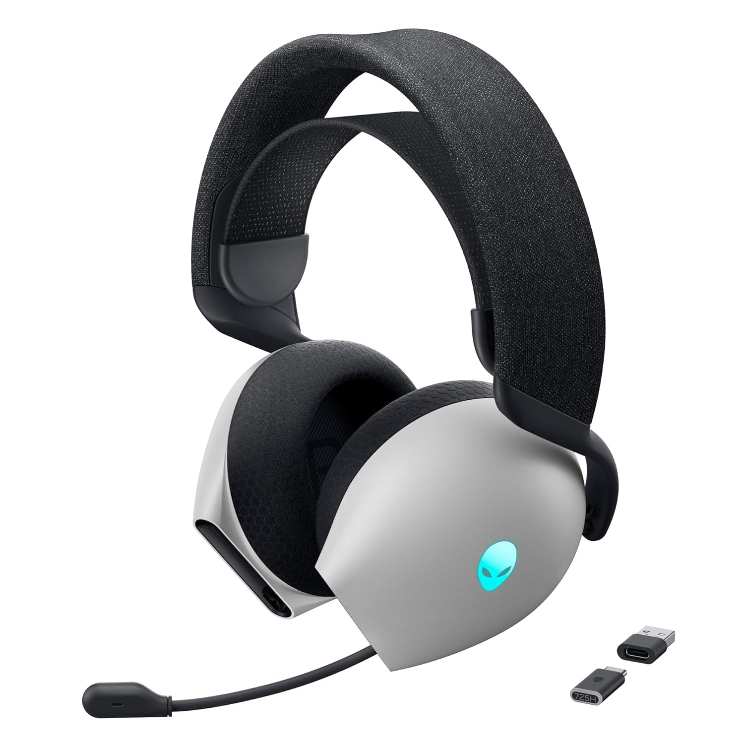 Alienware Tri-Mode Wireless Gaming Headset AW725H – Wired/Wireless, Bluetooth 5.3, Audio Output – 20 Hz, Mini-Phone (3.5mm), Battery Talk Time Up to 55 Hrs (Bluetooth), Lunar Light