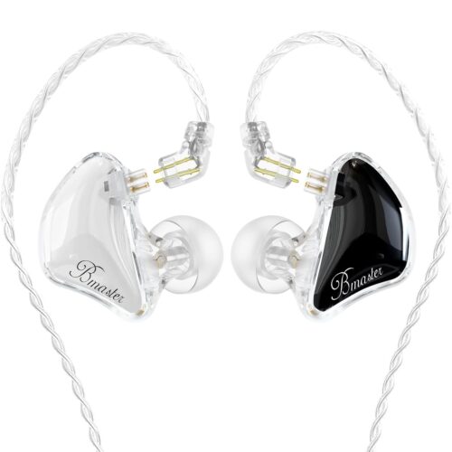 BASN Bmaster Triple Driver in-Ear Monitors Headphones with Powerful Deep Bass, HiFi Stereo IEM Earphones with Upgraded Detachable 2-Pin Cables for Musicians (White/Black, 2-Pin)
