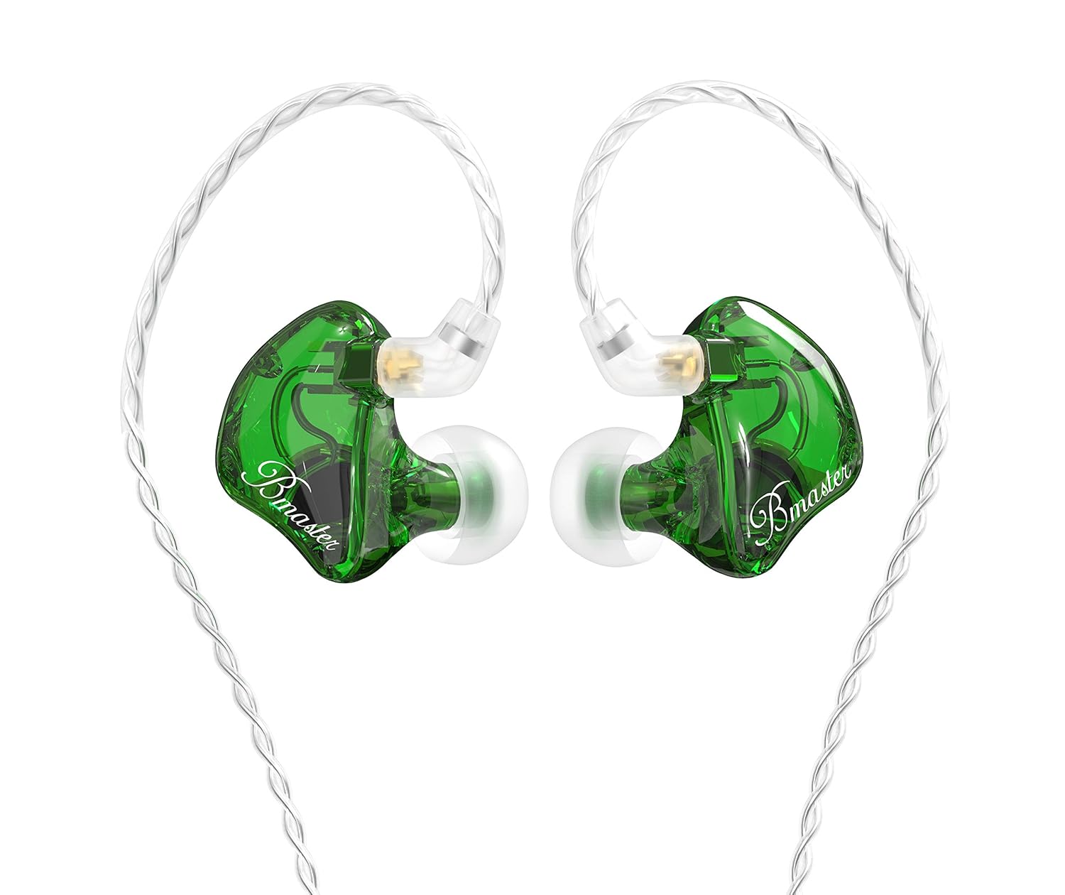 BASN in-Ear Monitors, Bmaster Triple Driver HiFi Stereo Noise-Isolating in-Ear Headphones with Two Detachable MMCX Cables for Stage/Audio Recording (Green)