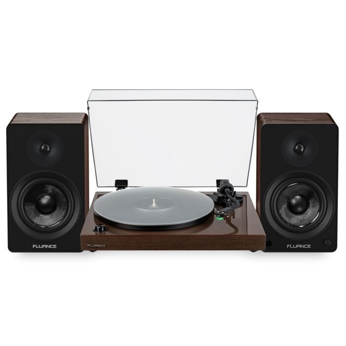Fluance RT81+ Elite Vinyl Turntable and Ai61 6.5" Stereo Bookshelf Speakers Bundle: High Fidelity Sound, Detailed Audio Reproduction, Seamless Integration (Natural Walnut)