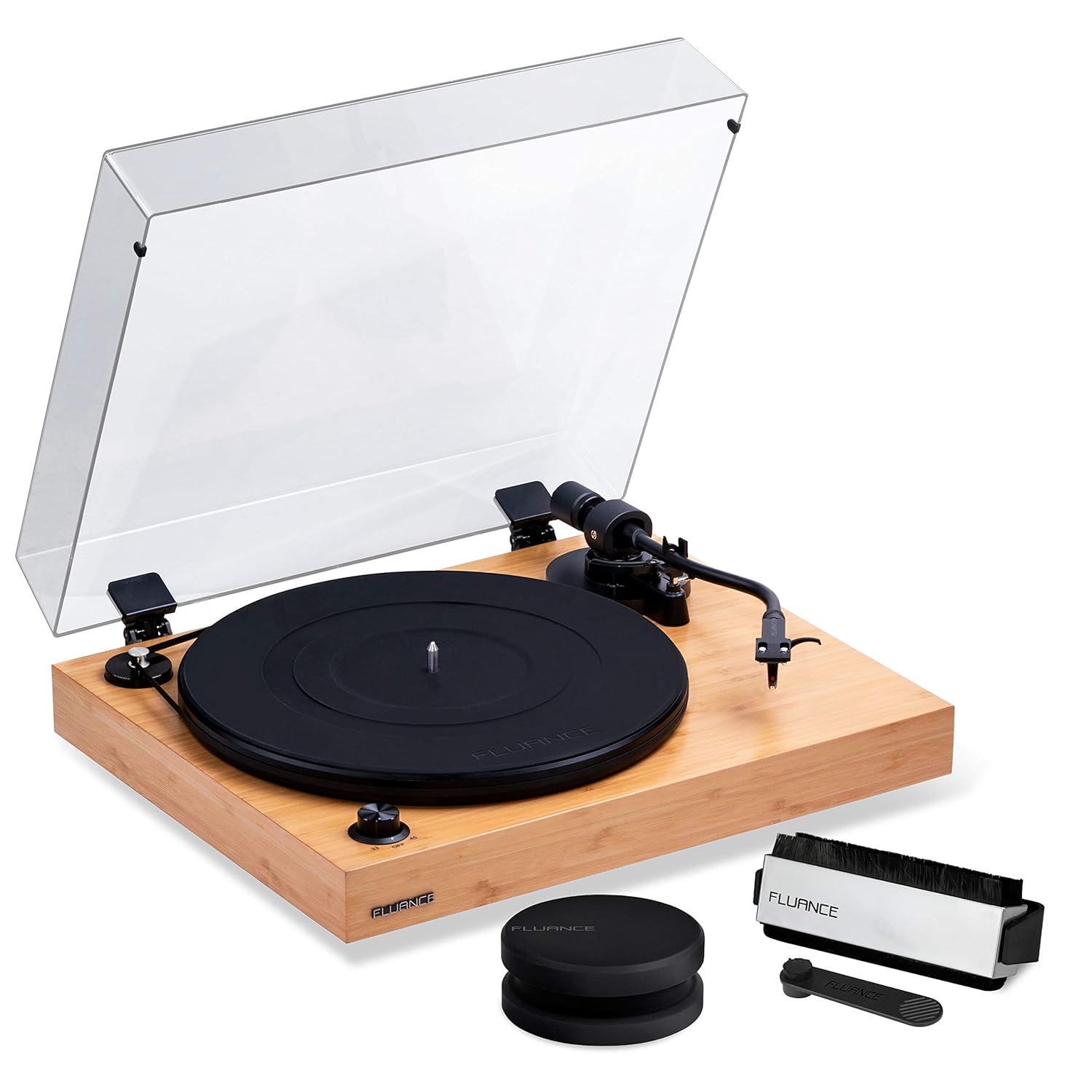 Fluance RT82 Reference High Fidelity Vinyl Turntable Record Player with Ortofon OM 10 Cartridge, Speed Control Motor, Record Weight, 3 in 1 Stylus and Record Cleaning Vinyl…