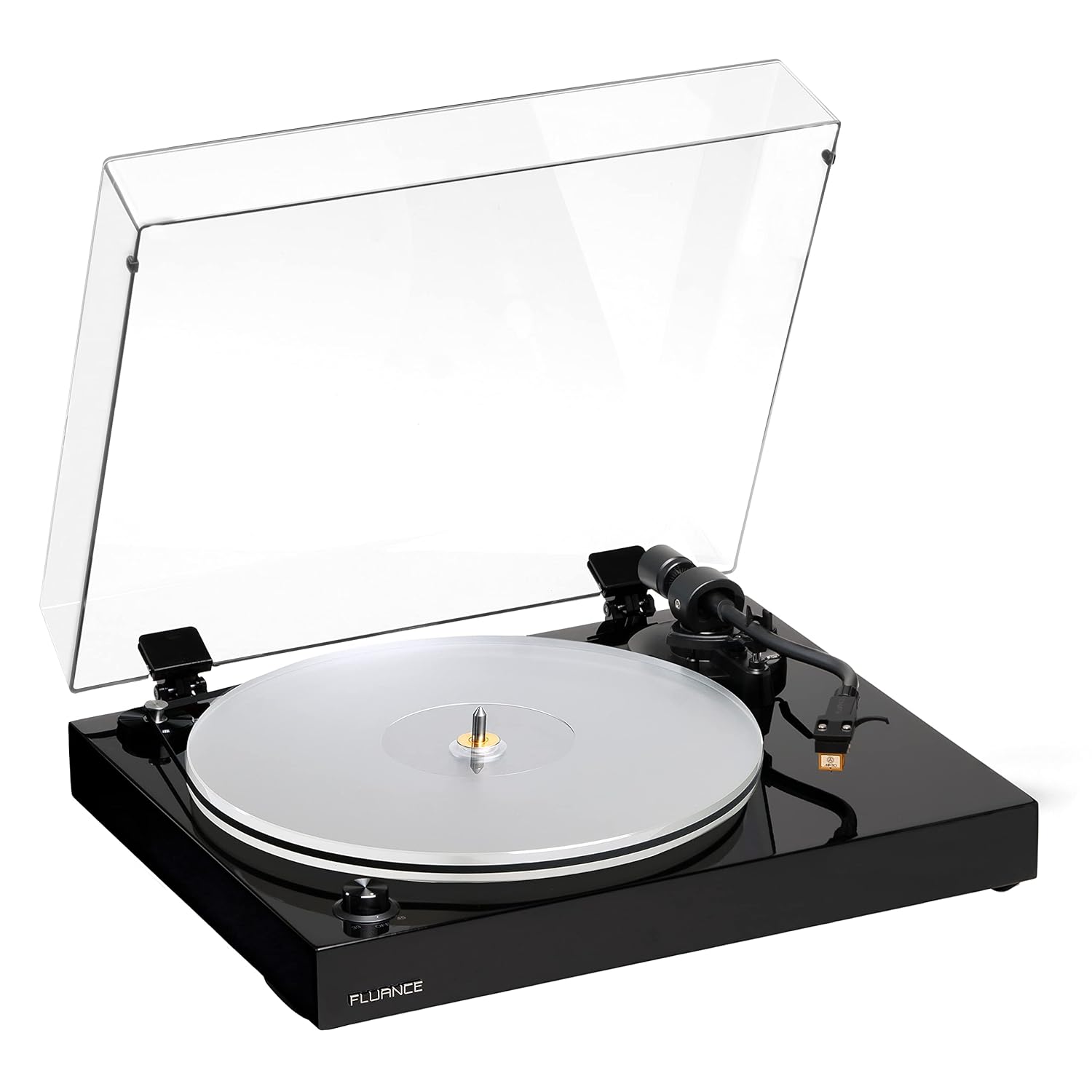 Fluance RT85N Turntable with Nagaoka MP-110 Cartridge, Acrylic Platter, Speed Control, and Vibration Isolation – Piano Black
