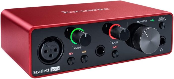 Focusrite Scarlett Solo 3rd Gen USB Audio Interface for Guitarists, Vocalists, Podcasters or Producers to record and playback studio quality sound