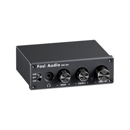 Fosi Audio Q4 DAC Headphone Amp for PC, Desktop Digital to Analog Audio Converter for Home Stereo Amplifier and Powered Speakers, PC-USB/Optical/Coaxial Inputs, 3.5mm...