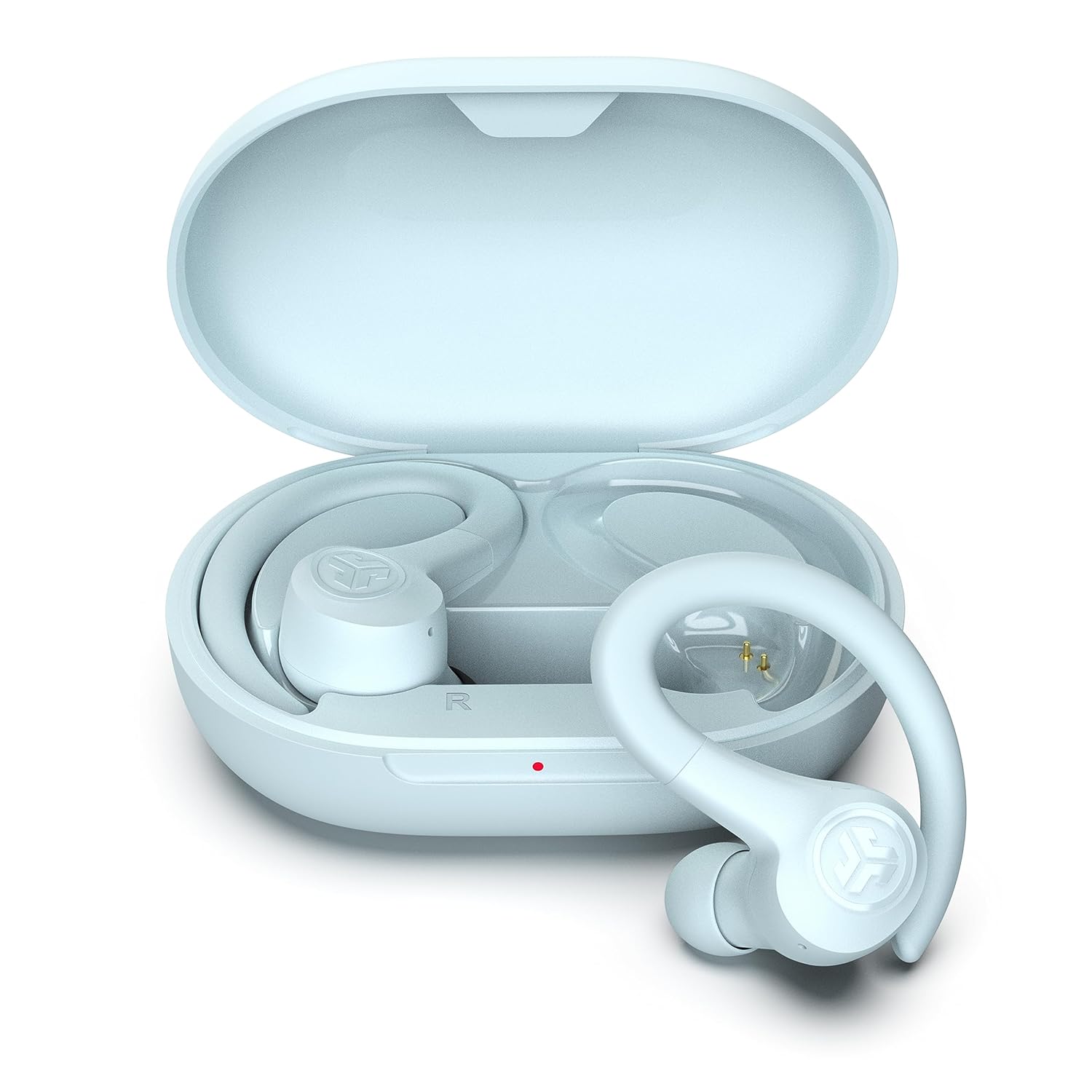 JLab Go Air Sport True Wireless Earbuds, Light Blue, Featuring C3 Clear Calling, Secure Earhook Sport Design, 32+ Hour Bluetooth Playtime, and 3 EQ Sound Settings