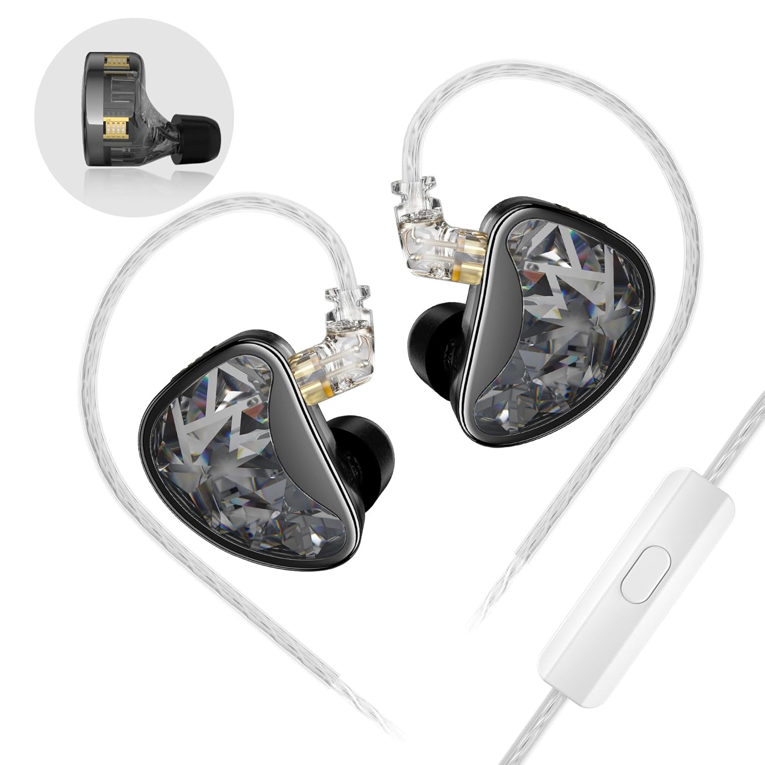 KZ AS24 12BA Hybrid Drivers in-Ear Monitors HiFi Earphone Wired,Tunable Sound IEM Headphones Ergonomic Design Memory Foam with Removable Cable for Audiophile Musician (Black,…