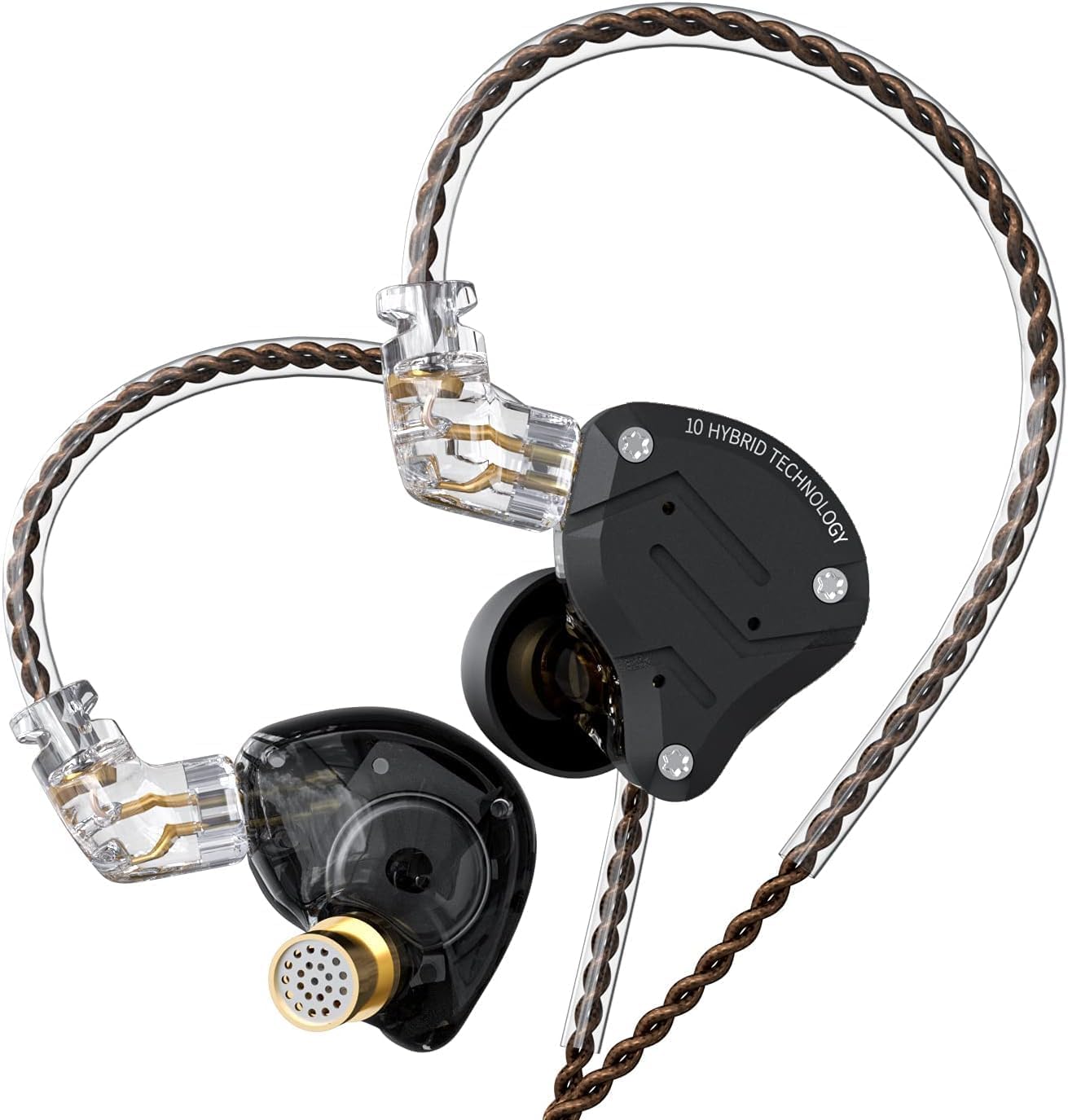 KZ ZS10 Pro Wired Earbuds in Ear Monitor Headphone KZ IEMs for Gaming in-Ear Earphone 4BA+1DD Drivers Metal Earphones with Stainless Steel Faceplate, 2 Pin Detachable Cable…