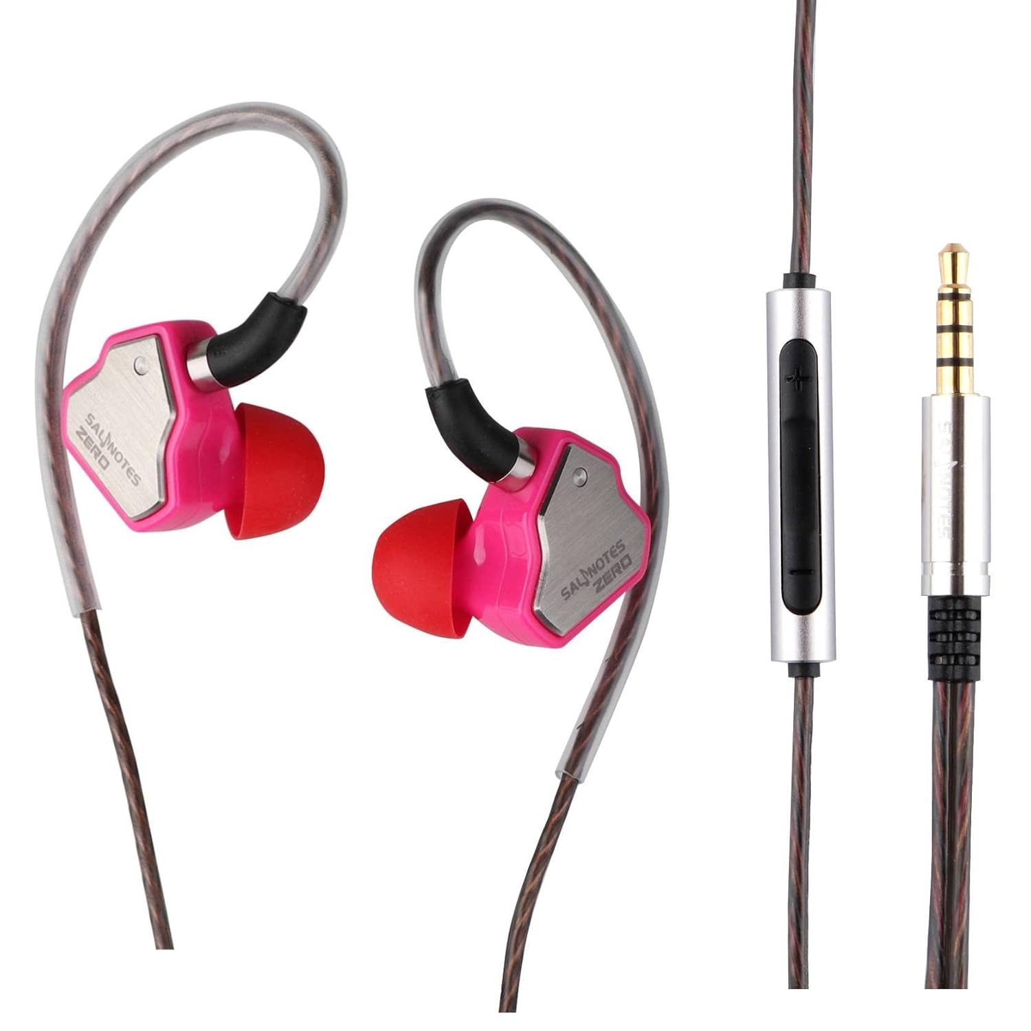 Linsoul 7Hz Salnotes Zero HiFi 10mm Dynamic Driver in-Ear Earphone IEM with Metal Composite Diaphragm Stainless Steel Faceplate Detachable 2Pin OFC Cable (Rose, with Mic, 3.5mm)
