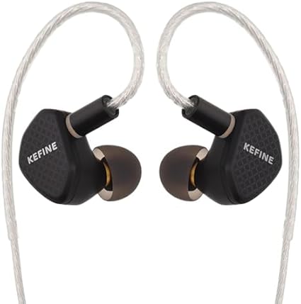 Linsoul Kefine Klean in Ear Monitor,10mm DLC Diaphragm Dynamic Driver HiFi IEM Headphones,Wired Gaming Earbuds with Replaceable Tuning Nozzles, Detachable Silver-Plated Cable…