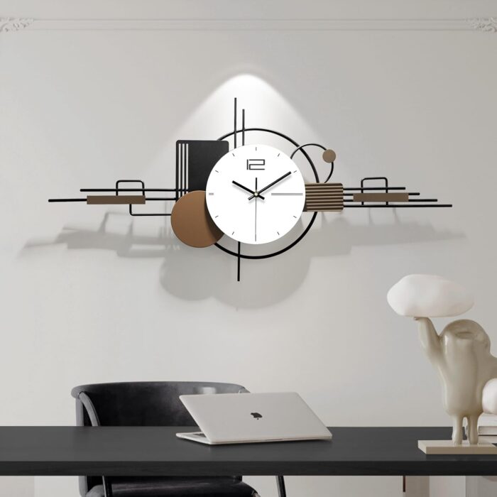 Modern Wall Clock for Living Room,Large Decorative Wall Clock,Creative Silent Clock Battery Operated Metal Wall Art for Entryway/Bedroom/Office/Dinning Room/Kitchen Decor...