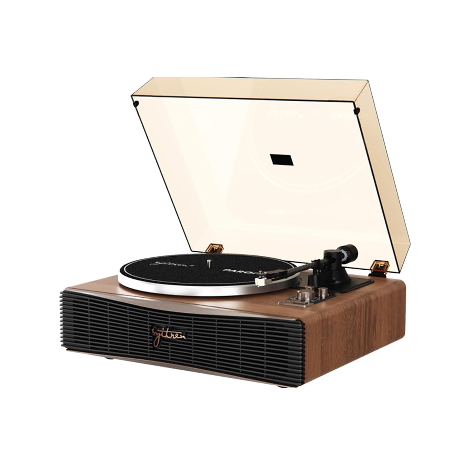 Paron Record Player Vintage Turntable for Vinyl Records with Built-in Speakers Bluetooth Retro Phonograph Wood Walnut