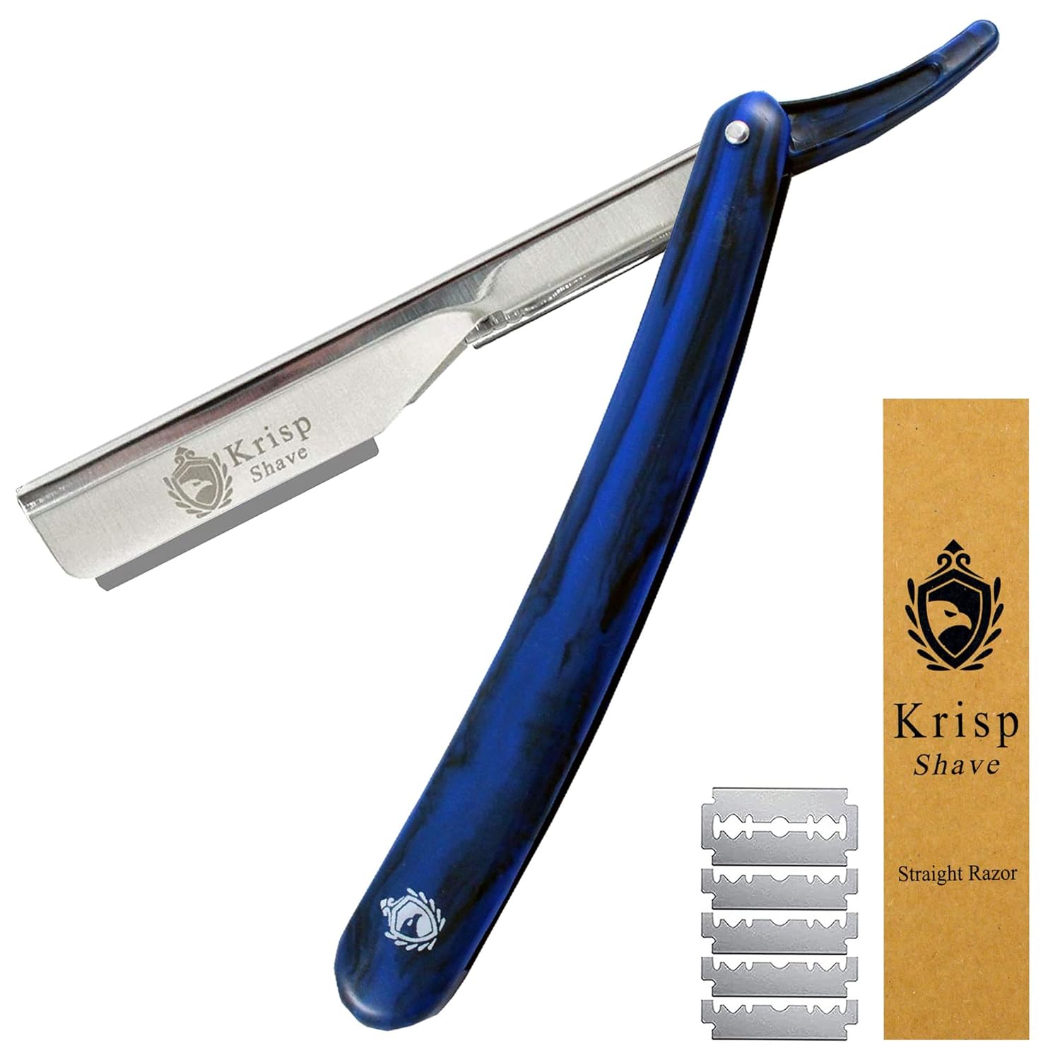 Professional Straight Razors For Men 2mm Exposed Blade Straight Edge Barber Razor Kit For Close Shaving – Beard Navajas Para Barbero Shavette 10 Shaving Blades By Krisp Beauty…