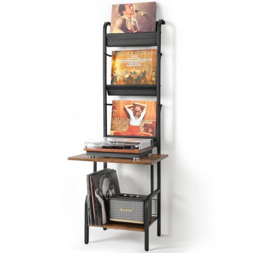 Record Player Stand with Vinyl Storage, Record Player Table with Vinyl Record Storage up to 200 Albums, Turntable Stand with Record Holder Display Shelf, Record Player Cabinet...