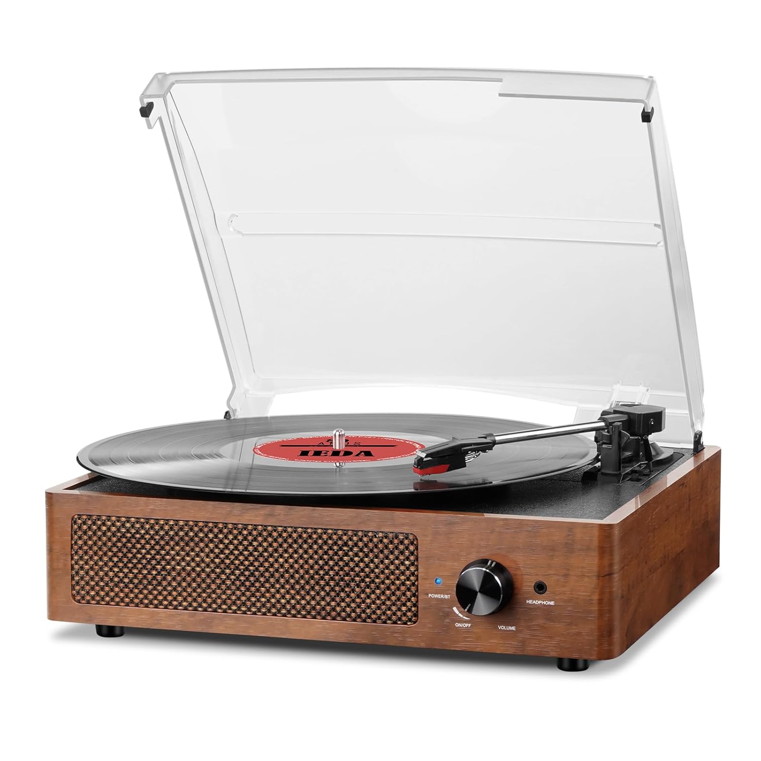 Record Players Vintage Turntable for Vinyl Records with Speakers Belt-Driven Turntables Support 3-Speed, Bluetooth Wireless Playback, Headphone, AUX-in, RCA Line LP Vinyl Players