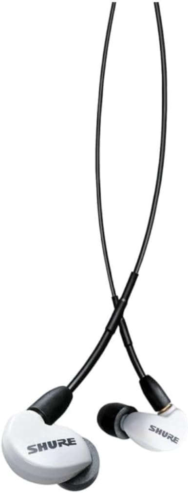 Shure AONIC 215 Wired Sound Isolating Earbuds, Clear Sound, Single Driver, Secure In-Ear Fit, Detachable Cable, Durable Quality, Compatible with Apple & Android Devices - White