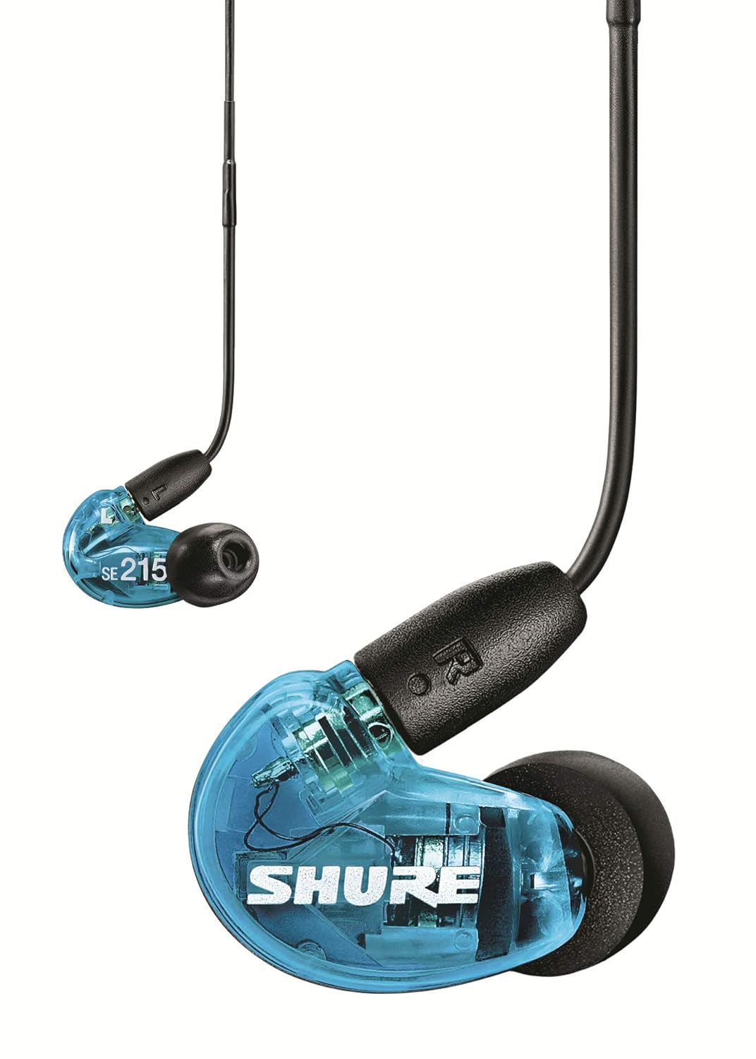 Shure SE215 Wired Sound Isolating Earbuds, Clear Sound, Single Driver, Secure in-Ear Fit, Detachable Cable, Durable Quality, Compatible with Apple & Android Devices – Blue