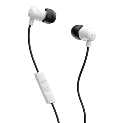 Skullcandy Jib Wired Earbuds with 3.5mm Plug, Noise Isolating Fit, Built-In Microphone Call and Track Control, Convenient for Travel - White