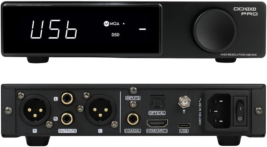 SMSL DO100 PRO HiFi Balanced DAC with 2X ES9039Q2M & XMOS XU316, 768kHz/DSD512 USB Audio MQA Decoder Preamp, Bluetooth 5.1/Opt/Coax/HDMI ARC Input, RCA/XLR Digital-Analog…