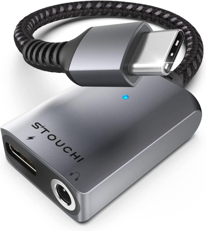 Stouchi 2-in-1 USB C to 3.5mm Headphone Charge Adapter AUX Mic Jack with PD Fast Charging High Resolution DAC for Earphones iPhone 16 15, Galaxy S24/S24+/S23/S22/S21, iPad Pro,...