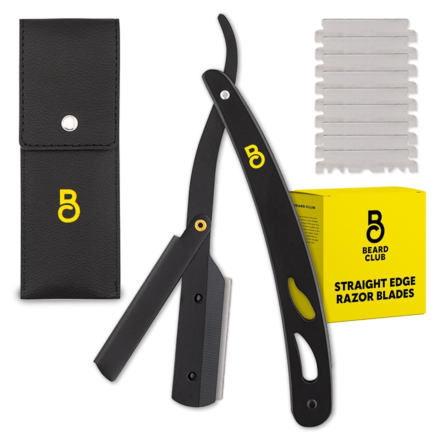 The Beard Club Straight Razor for Men – Navajas Para Barbero – Barber Straight Edge Razor Kit – Premium Single Derby Blade Cutthroat With 10 Replaceable Stainless Steel Blades &…