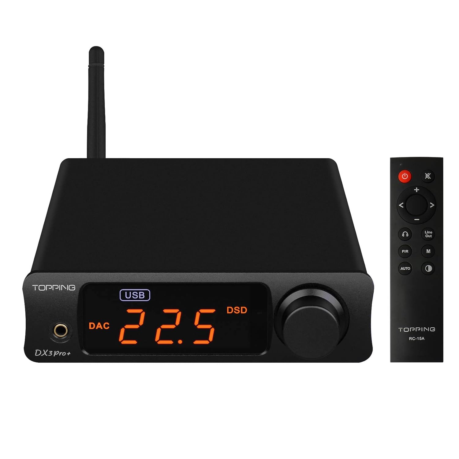 Topping DX3pro+ LDAC Headphone Amplifier – ES9038Q2M XU208 NFCA Bluetooth5.0 Audio Decoder USB/Opt/Coax DAC AMP Pre Amplifier with Remote Control (Black)