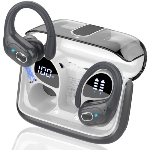 Wireless Earbuds 75hrs Bluetooth 5.4 Headphone Sport, 2025 Bluetooth Earbuds Stereo Deep Bass Over Ear Bud with Earhooks, ENC Noise Cancelling Mic, IPX7 Waterproof Earphone,...