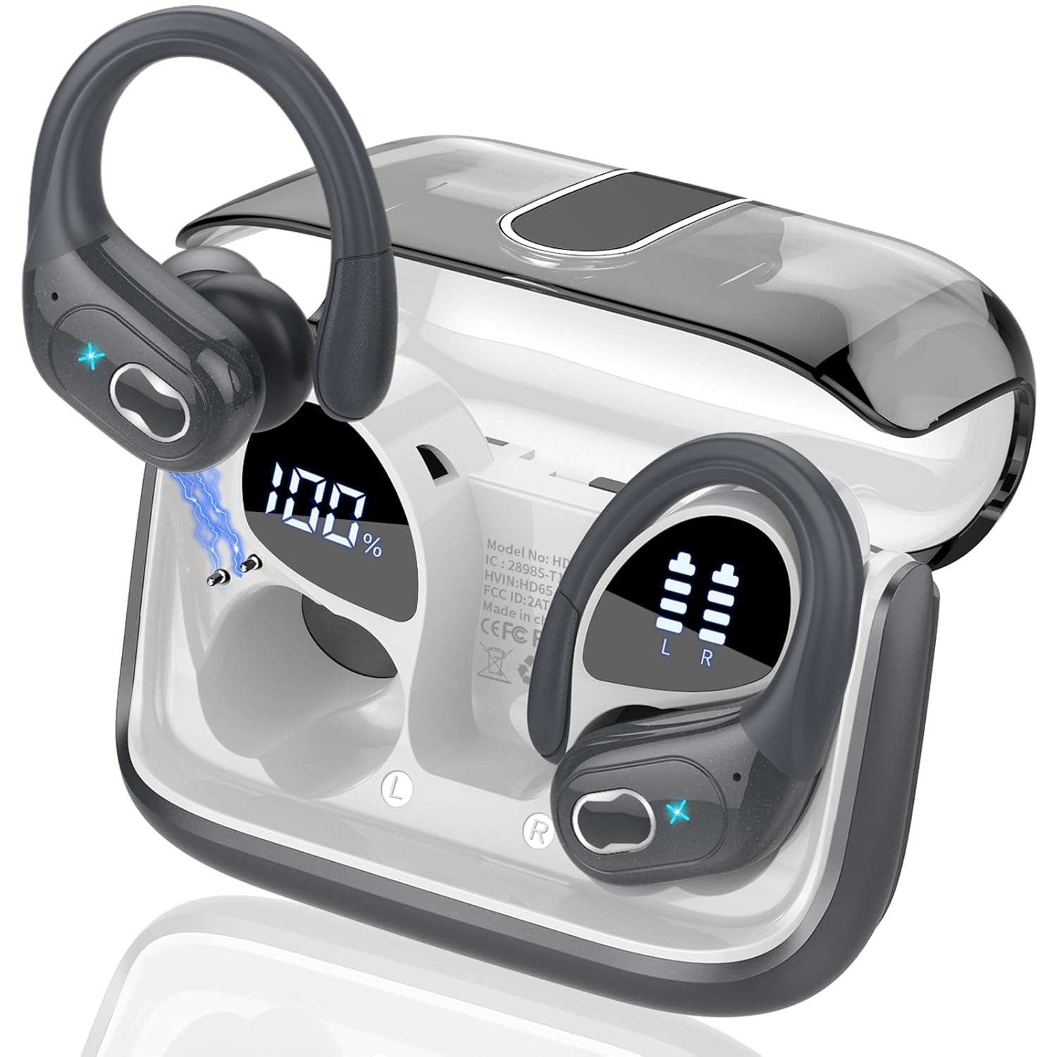 Wireless Earbuds 75hrs Bluetooth 5.4 Headphone Sport, 2025 Bluetooth Earbuds Stereo Deep Bass Over Ear Bud with Earhooks, ENC Noise Cancelling Mic, IPX7 Waterproof Earphone,…