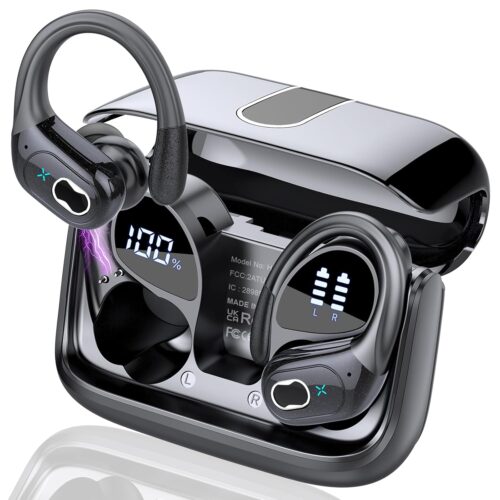 Wireless Earbuds 75hrs Bluetooth 5.4 Headphone Sport, 2025 Bluetooth Earbuds Stereo Deep Bass Over Ear Bud with Earhooks, ENC Noise Cancelling Mic, IPX7 Waterproof Earphone for...