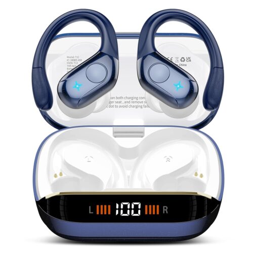 Wireless Earbuds Bluetooth 5.4 Headphones 75H Playtime Stereo Deep Bass Sports Ear Buds with Earhooks, LED Display Bluetooth Earbuds with 4 ENC Mic, IP7 Waterproof Earphone for...