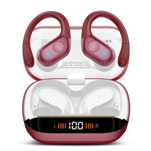 Wireless Earbuds Bluetooth 5.4 Headphones 75H Stereo Deep Bass Sports Over Ear Buds with Earhooks, LED Display Bluetooth Earbuds with 4 ENC Mic, IP7 Waterproof Earphone for...